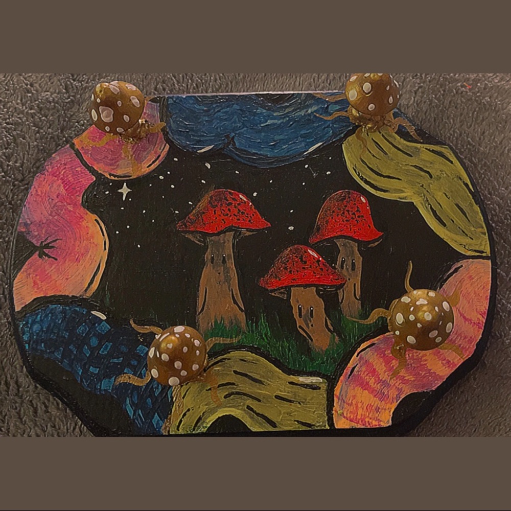 Handpainted mushroom artwork